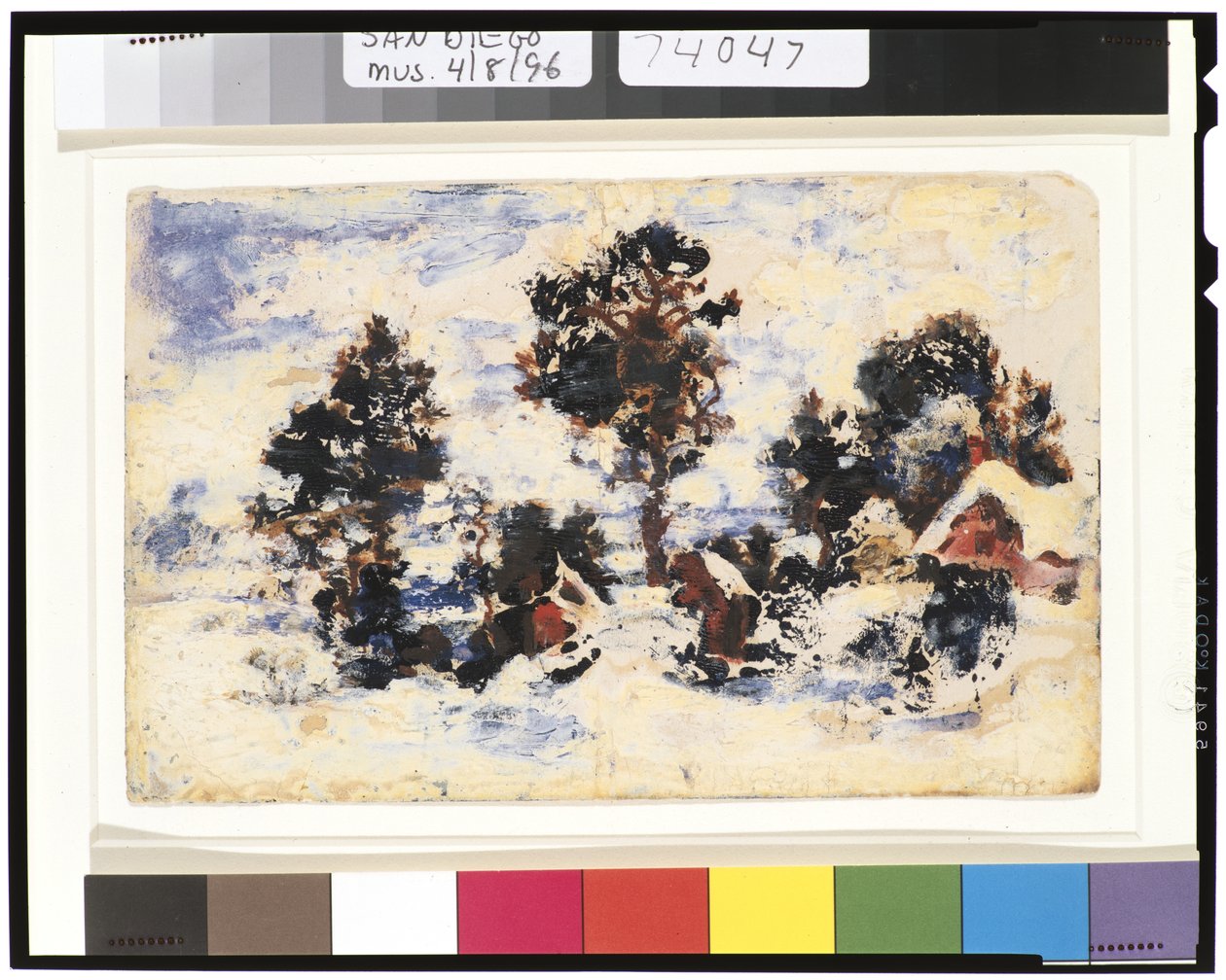 Talvimaisema punaisella rakennuksella, 1901-15 tekijältä Ralph Albert Blakelock
