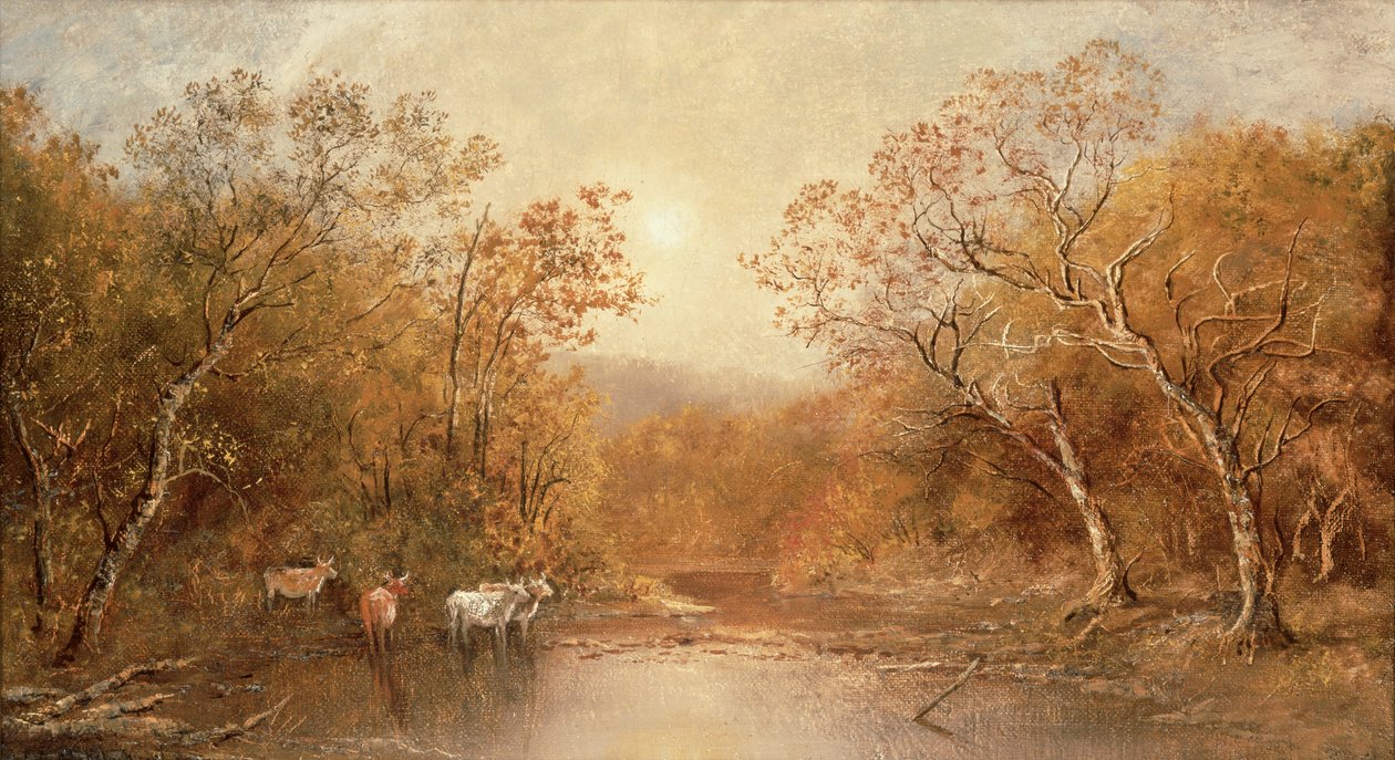 Maisema lehmien kanssa (öljy kankaalle) tekijältä Ralph Albert Blakelock