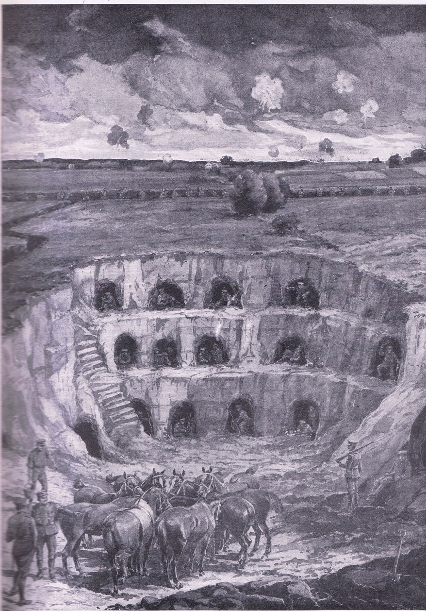 Nykyaikaiset luolan asukit, Waverley Book Co Limitedin julkaisemasta History of the Great War Vol. 3:sta, n. 1920. tekijältä Ralph Cleaver