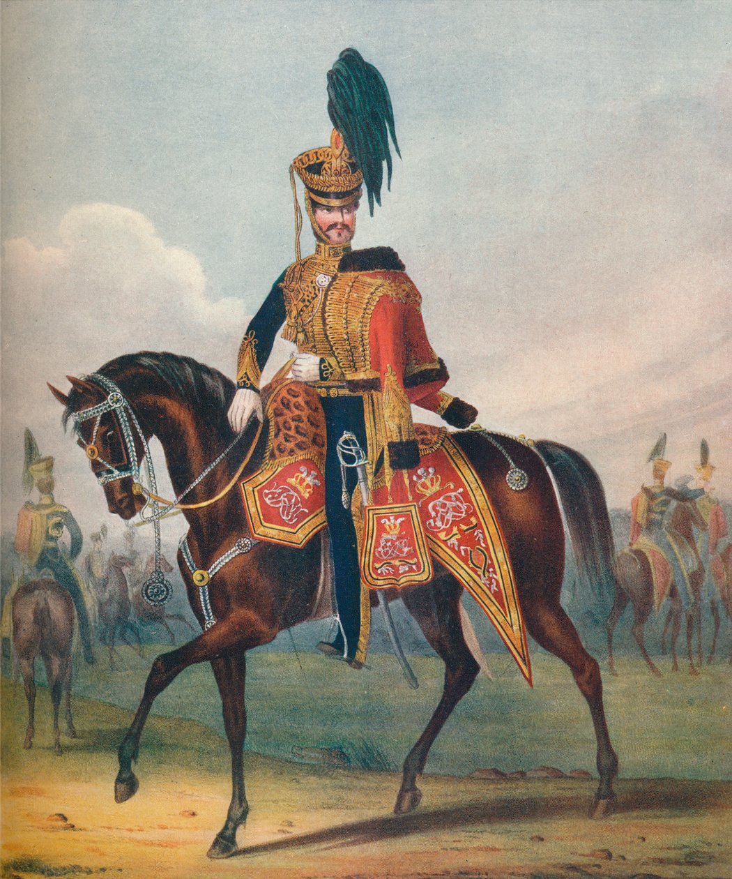 "Walesin prinssin oman kuninkaallisen husaarirykmentin 10. upseeri", 1800-luku 1909 tekijältä Ralph Nevill