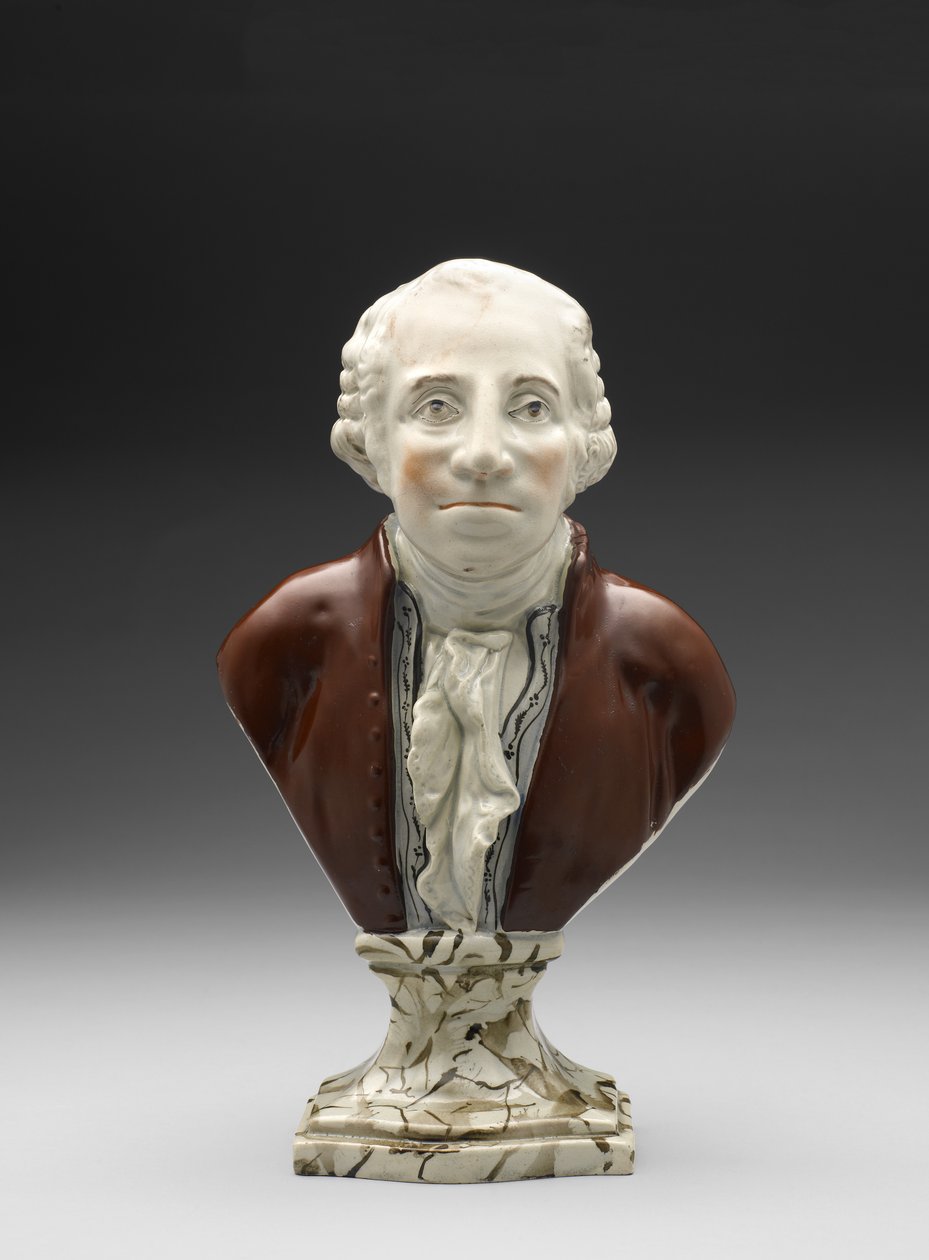 George Washingtonin rintakuva, n. 1782-1795 (lyijylasitetut keramiikka (helmitavara) overglaze-emalilla) tekijältä Ralph Sr. Wood
