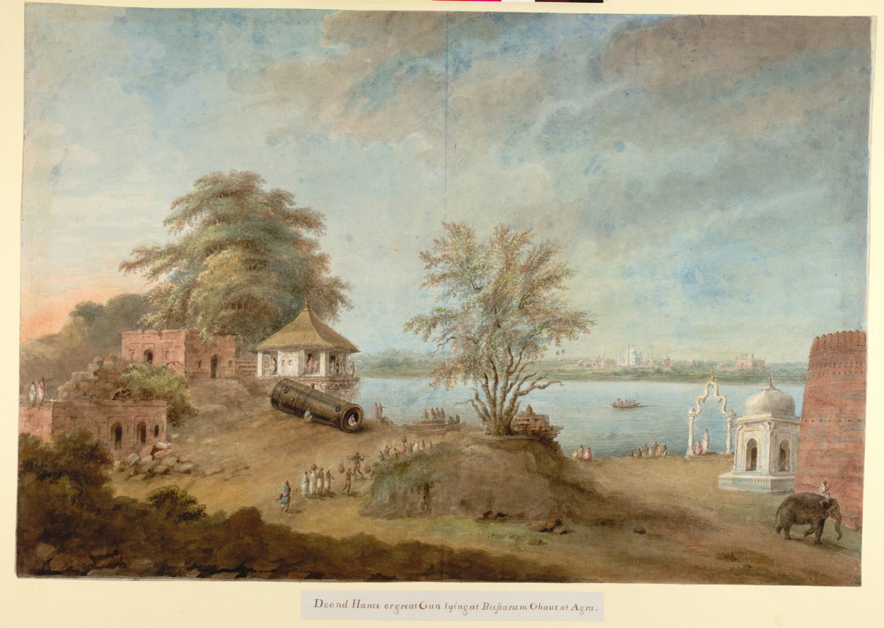 Agran suuri ase makaa linnoituksen muurin vieressä, n. 1814-1815 (akvarelli paperille) tekijältä Ram Sita