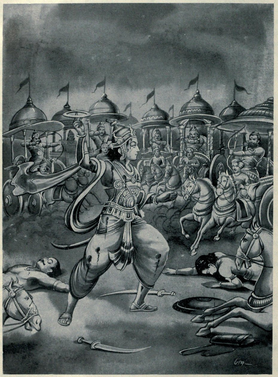 Abhimanyu taistelemassa yksin Chakravyuhassa tekijältä Ramanarayanadatta astri