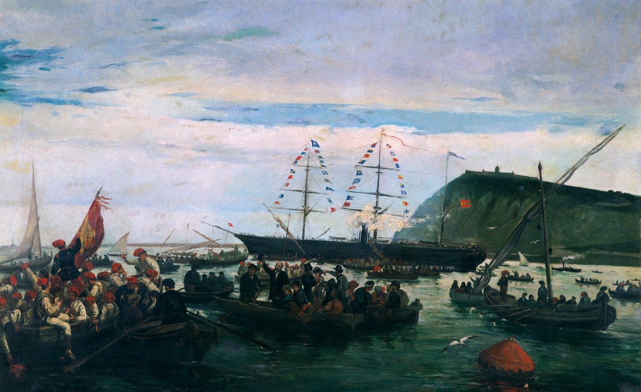 Katalonian vapaaehtoiset lähtevät sotaan Kuubassa vuonna 1870 tekijältä Ramón Padró y Pedret
