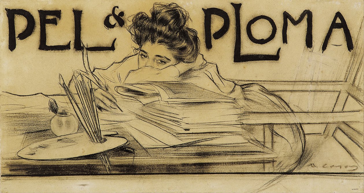 Pèl i Ploma -lehden päähine. tekijältä Ramon Casas i Carbo