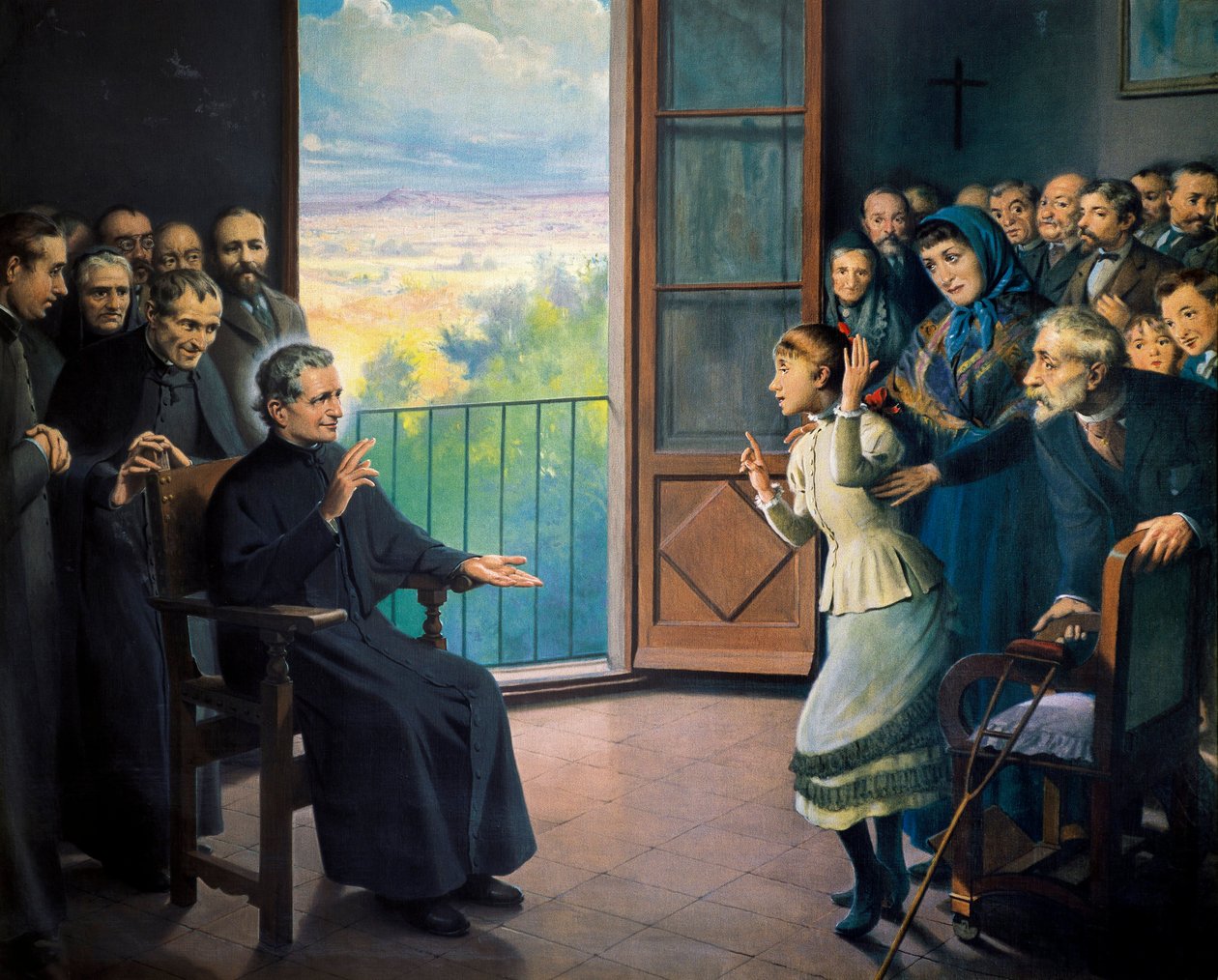 "" Pyhä Johannes Bosco (Giovanni Bosco sanoo myös Don Boscon pappi ja italialainen pedagogi (1815-1888)) "" Ramon Bofarullin maalaus (1800-luku) tekijältä Ramon Bofarull