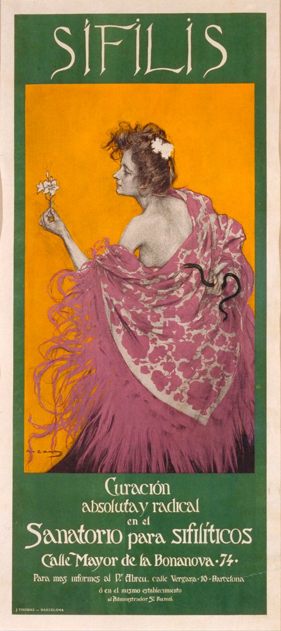 Syfilis (juliste) - Ramon Casasin (1866-1932) työ - 1900 - Värilitografia - 80x34,3 - Katalonian kansallinen taidemuseo, Barcelona tekijältä Ramón Casas