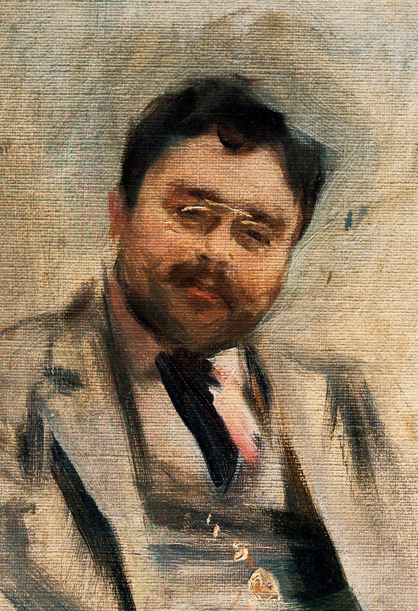 Muotokuva Isaac Albenizistä 34-vuotiaana, yksityiskohta (öljy kankaalle) tekijältä Ramon Casas i Carbo