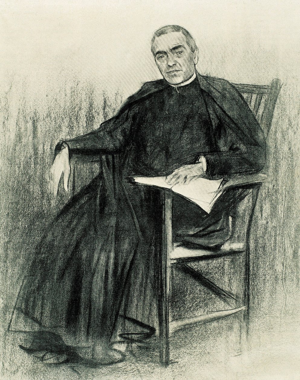 Katalonian runoilijan Jacint Verdaguerin (1845-1902) muotokuva (piirustus) tekijältä Ramon Casas i Carbo