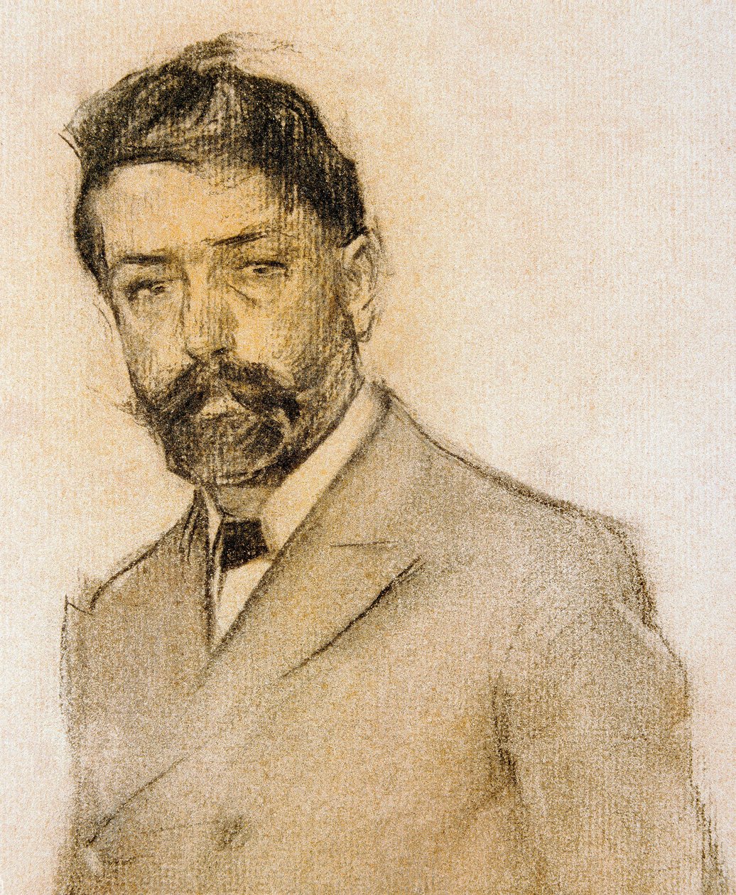 Taidemaalari Lluis Granerin (1863-1929) muotokuva, yksityiskohta tekijältä Ramon Casas i Carbo