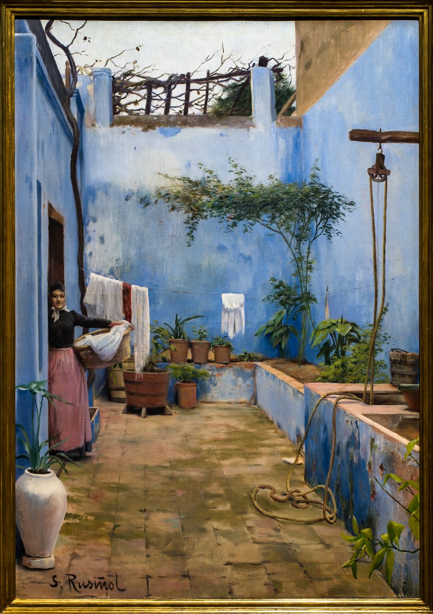 Sininen piha tekijältä Ramon and Rusinol Santiago (1861 1932) Casas