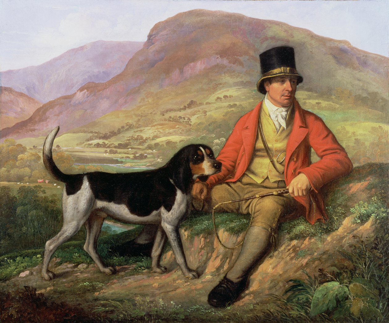 Muotokuva John Peelistä (1776-1854) yhden koiransa kanssa tekijältä Ramsay Richard Reinagle