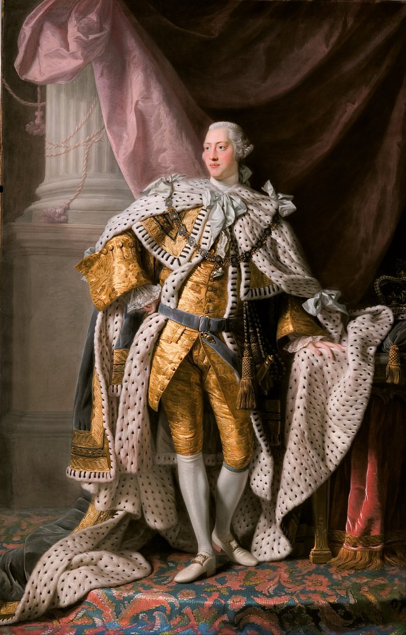 Ison-Britannian kuninkaan George III:n muotokuva 1738-1820 hänen kruunausvaatteissaan, noin 1770 tekijältä Ramsay