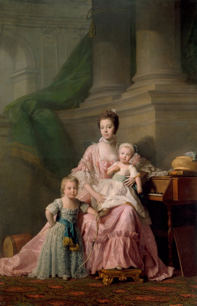 Kuningatar Charlotte 1744-1818 kahden vanhimman poikansa kanssa, 1769 tekijältä Ramsay