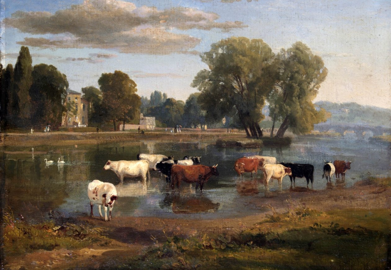 Thames Richmondissa Middlesex-pankista katsoen kohti Asgill Housea tekijältä Ramsay Richard Reinagle