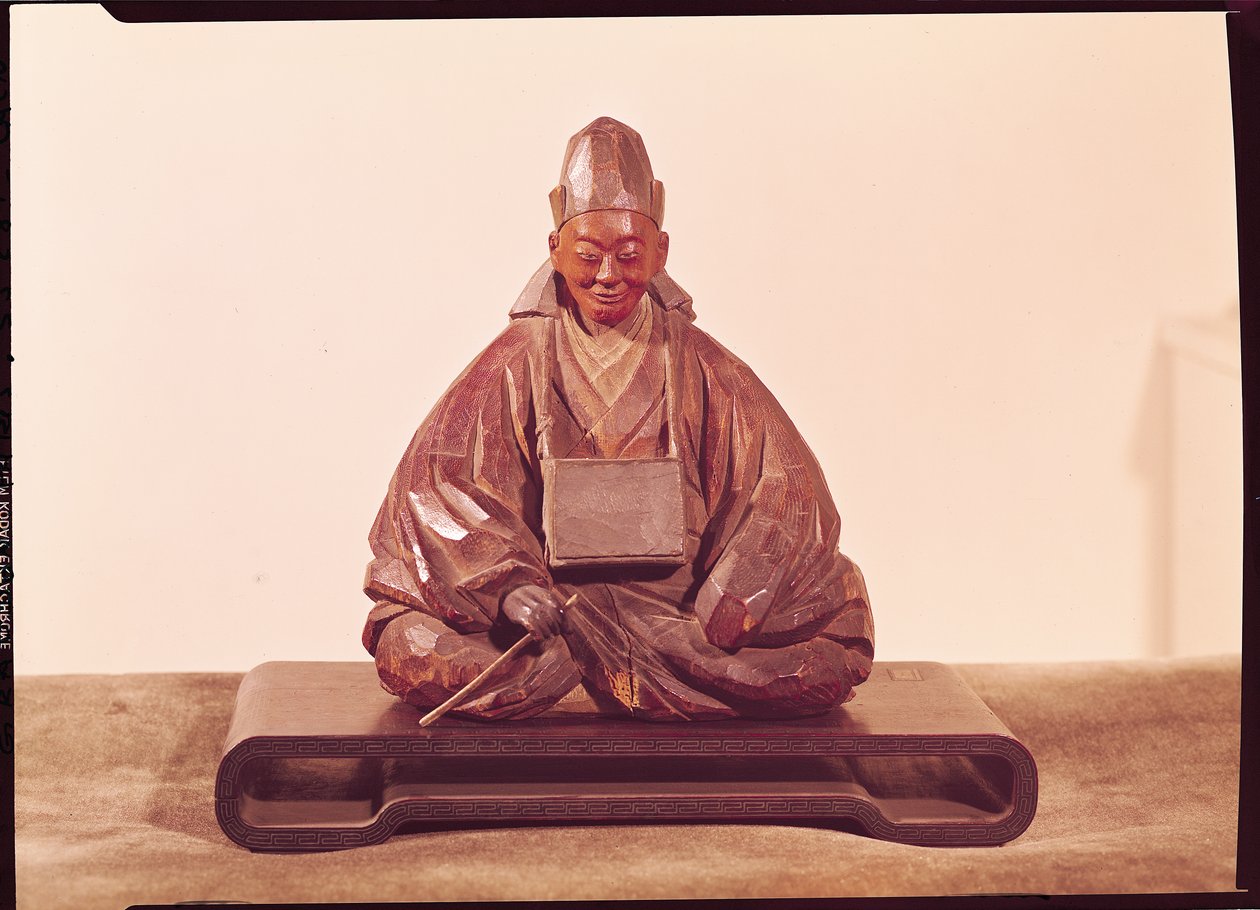 Bashon istuva patsas (1644-94) Edo-kausi (1603-1868) (puu) tekijältä Ran Koo