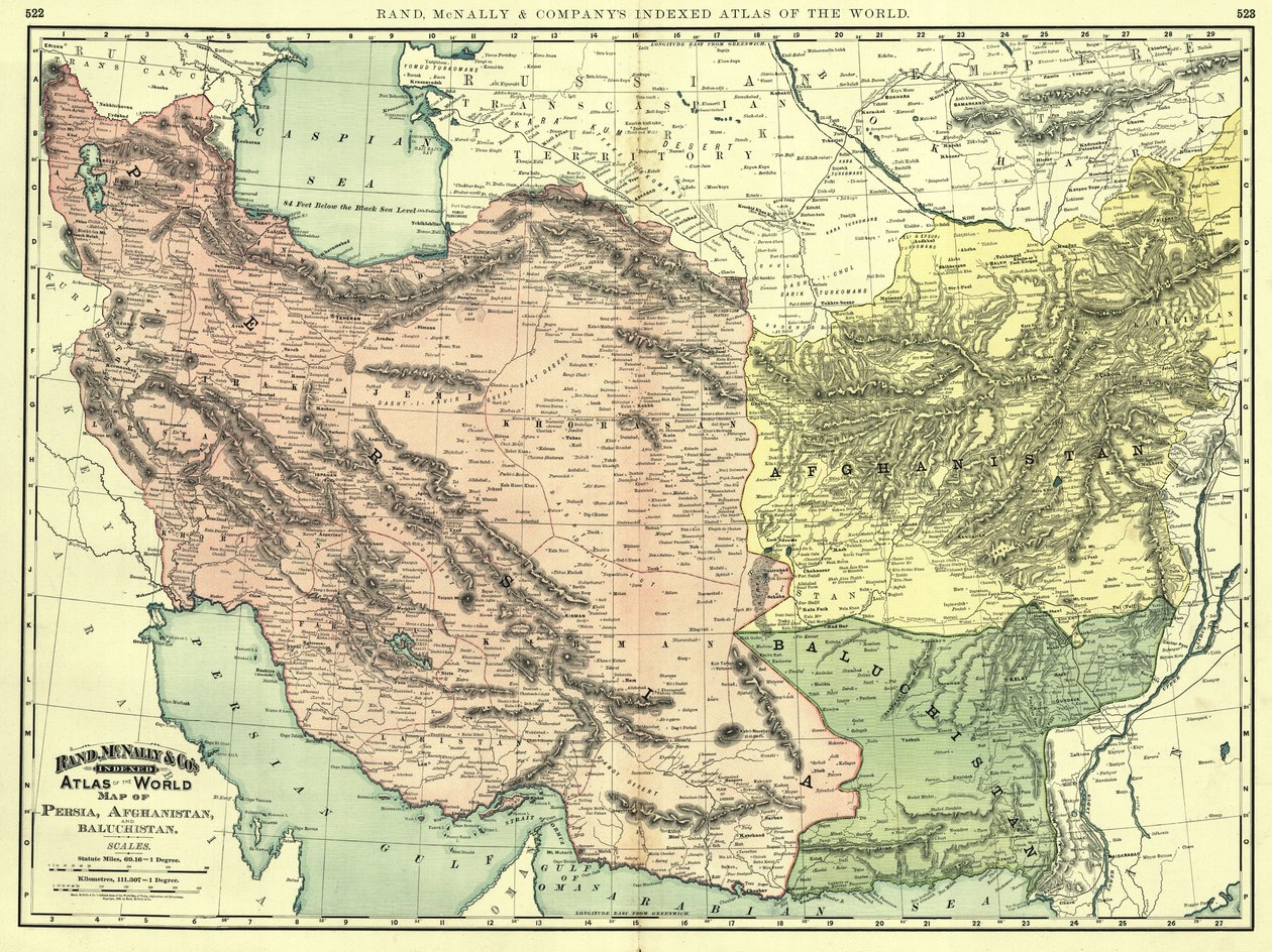 Persia, Afganistan ja Baluchistan vuonna 1892 tekijältä Rand McNally and Company