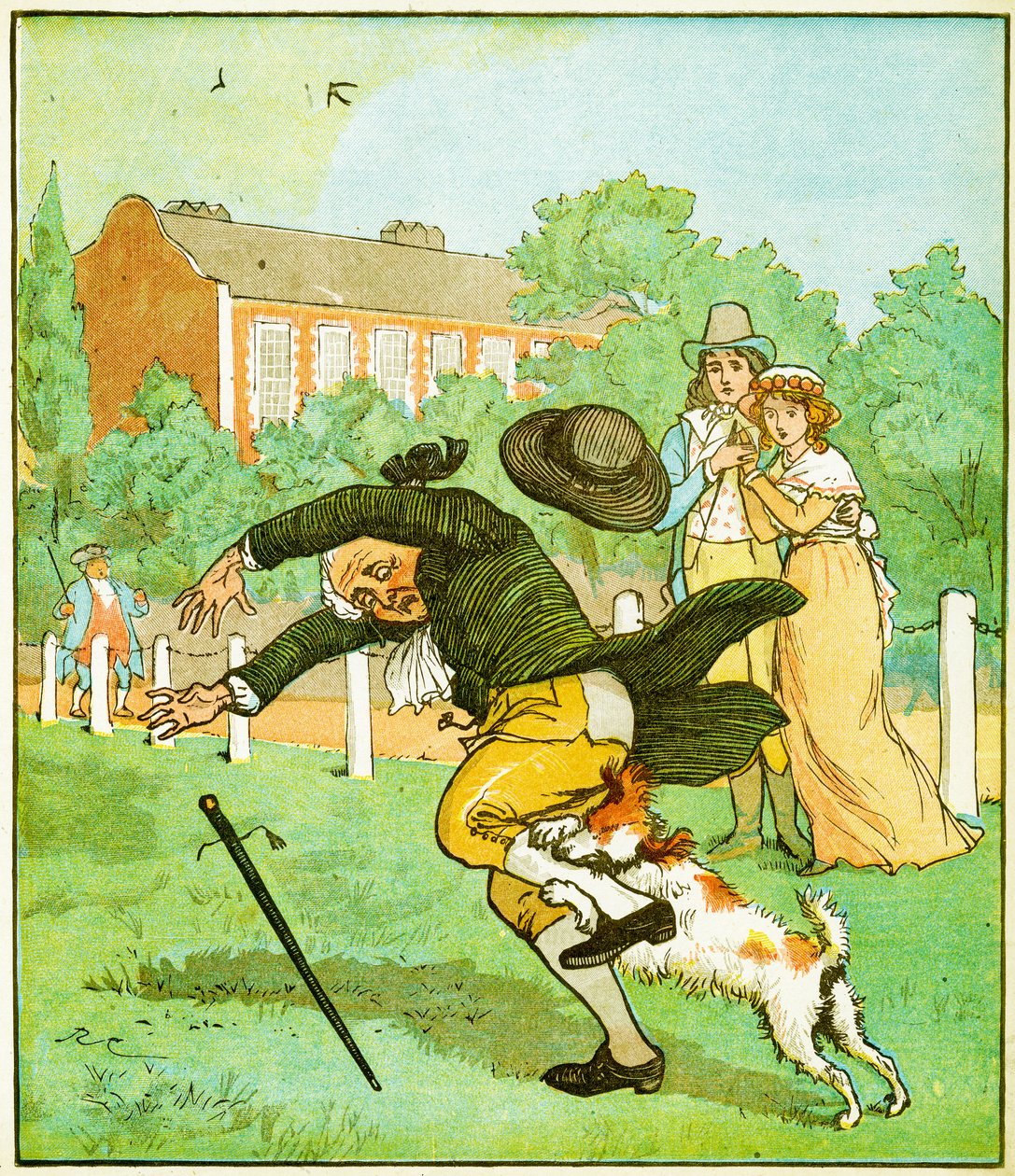 Kuvitus Elegialle hullun koiran kuolemasta, 1879 tekijältä Randolph Caldecott