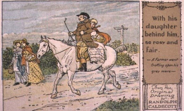 Maanviljelijä ravisi harmaata tammaaan tekijältä Randolph Caldecott