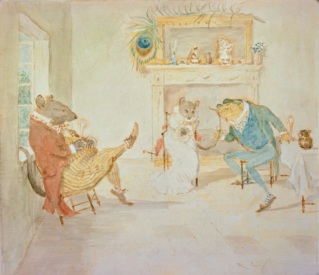 Kuvitus teoksesta "A Frog He Will a Wooing Go" (katso myös 327021) tekijältä Randolph Caldecott