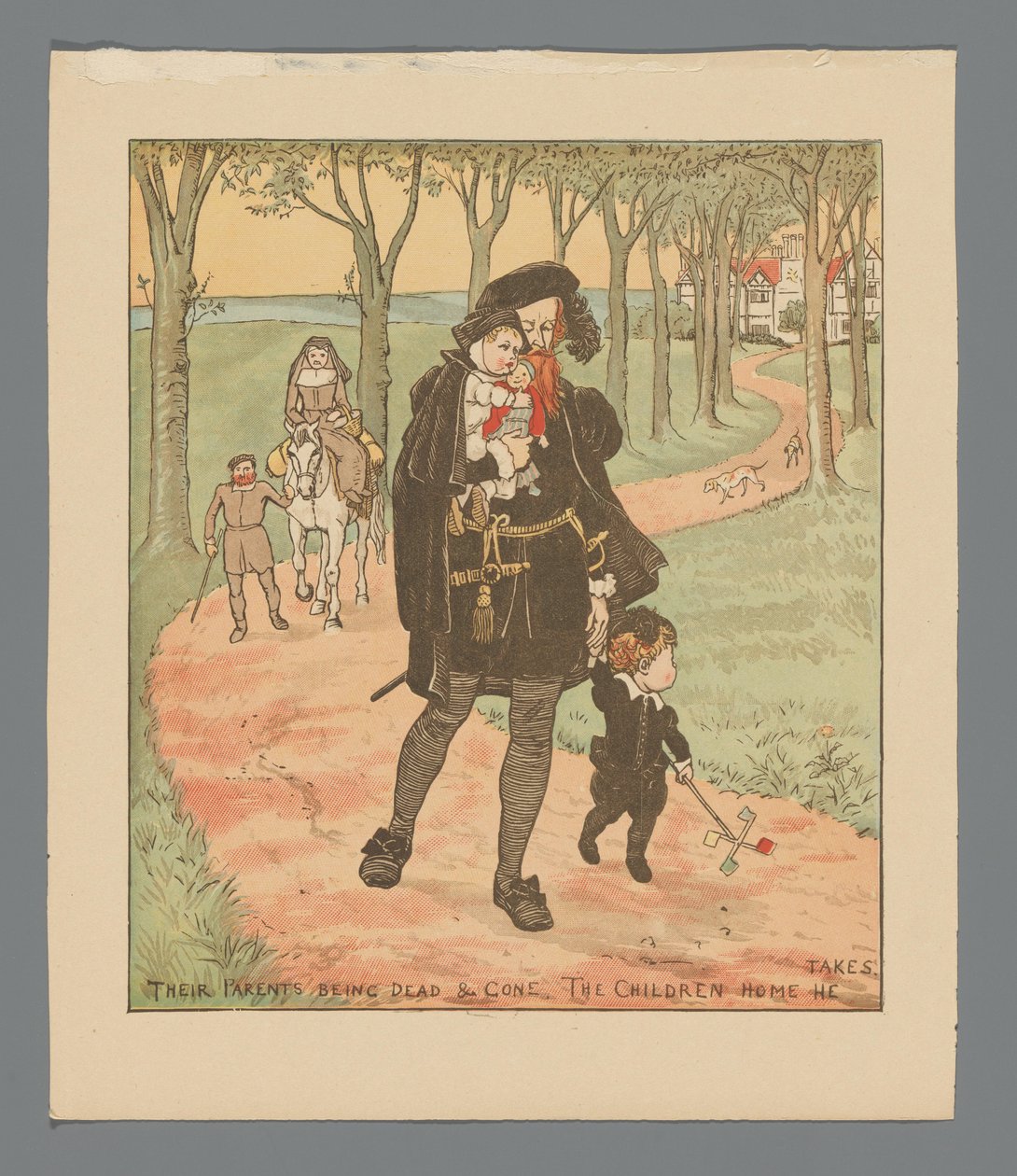 Landschaft mit Familie auf einem Landweg tekijältä Randolph Caldecott