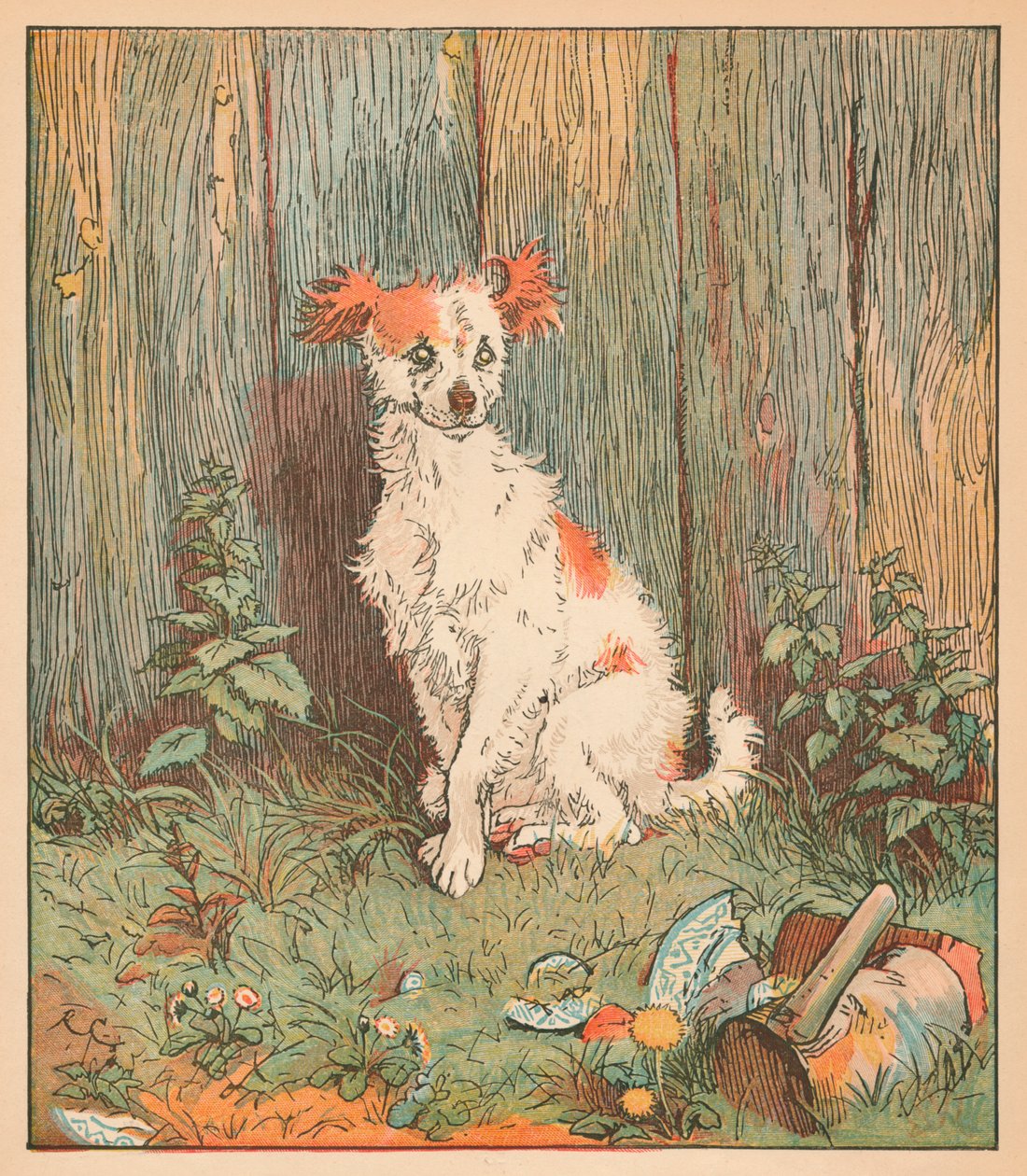 Kulkukoira ystävystyi Islingtonin hyvän miehen kanssa, v. 1879. tekijältä Randolph Caldecott