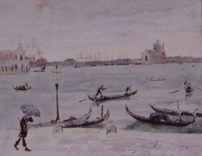 Tullitalo ja San Giorgion kirkko, Venetsia, Piazzettalta katsottuna, 1800-luku tekijältä Randolph Caldecott