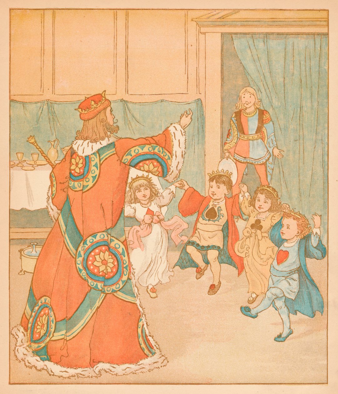 Sydänten kuningas, kutsuttu noille tortuille, 1880. tekijältä Randolph Caldecott