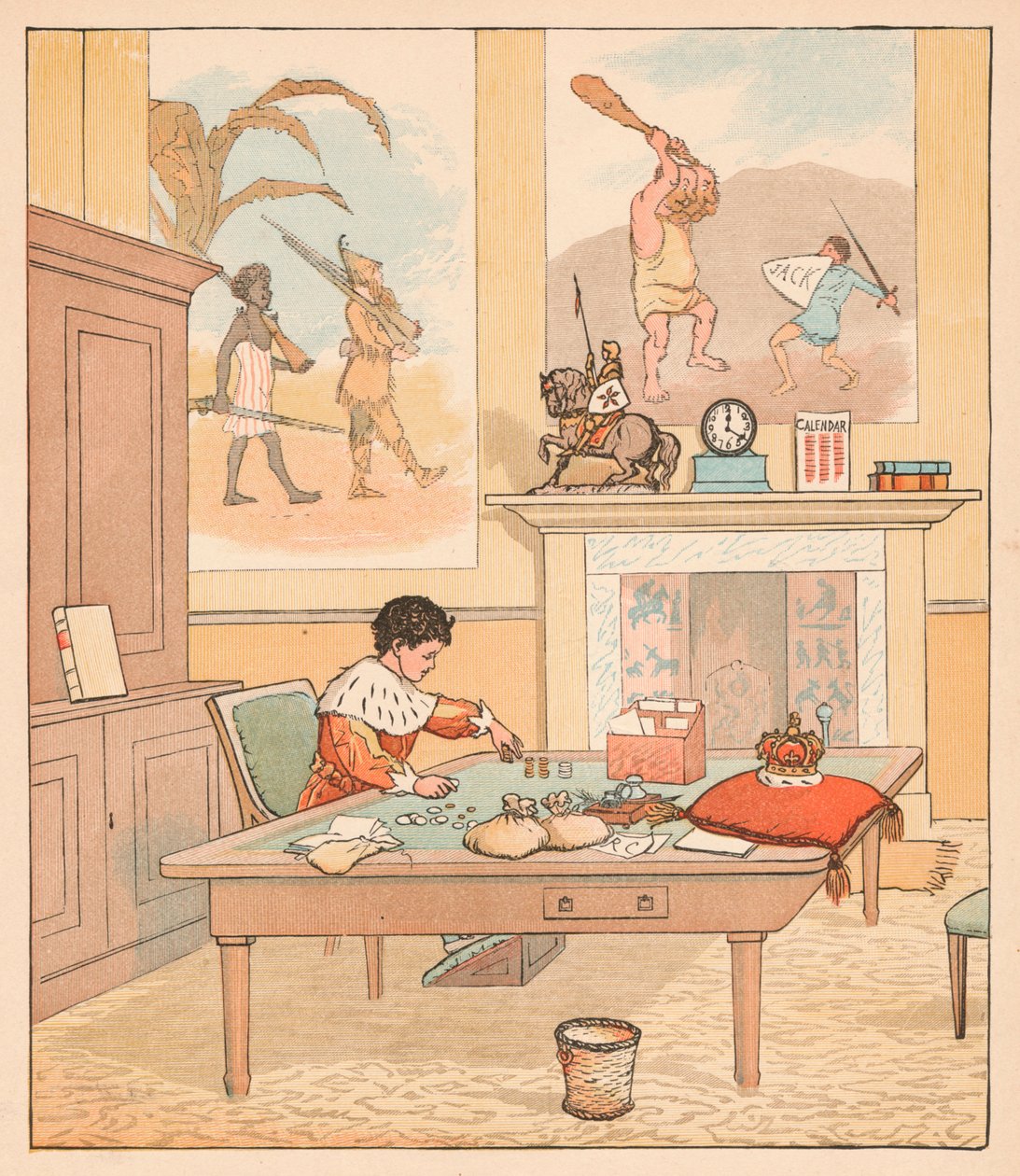 Kuningas oli laskentatalossaan, Counting out Money, 1880. tekijältä Randolph Caldecott