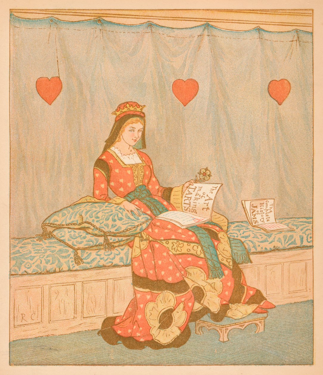 Sydänten kuningatar, hän teki torttuja, 1880. tekijältä Randolph Caldecott