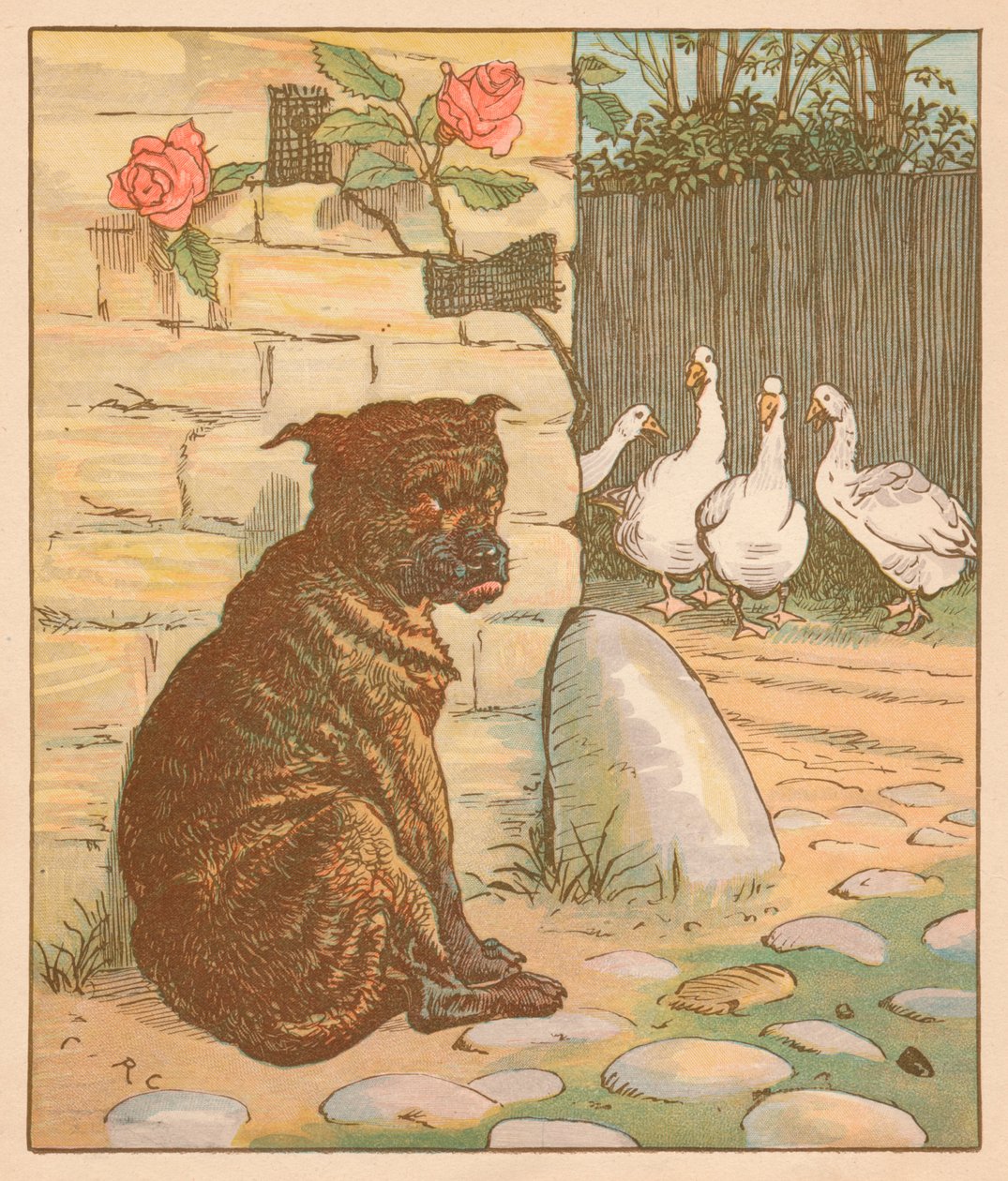 Koira, joka huolestutti kissaa..., c1878. tekijältä Randolph Caldecott