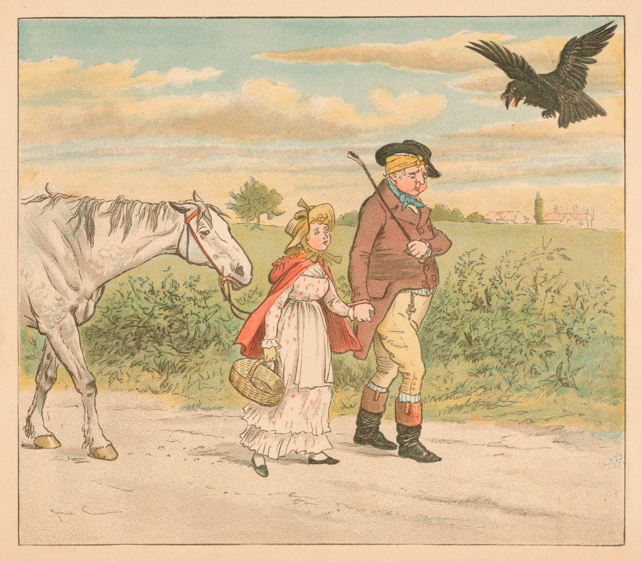 Kurja Korppi lensi nauraen pois, c1885, 1934. tekijältä Randolph Caldecott
