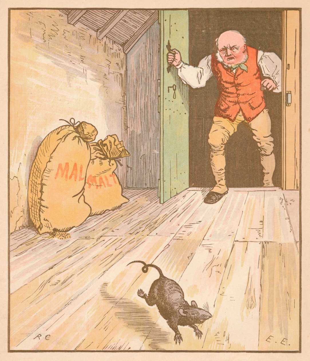 Rotta söi maltaita..., c1878. tekijältä Randolph Caldecott