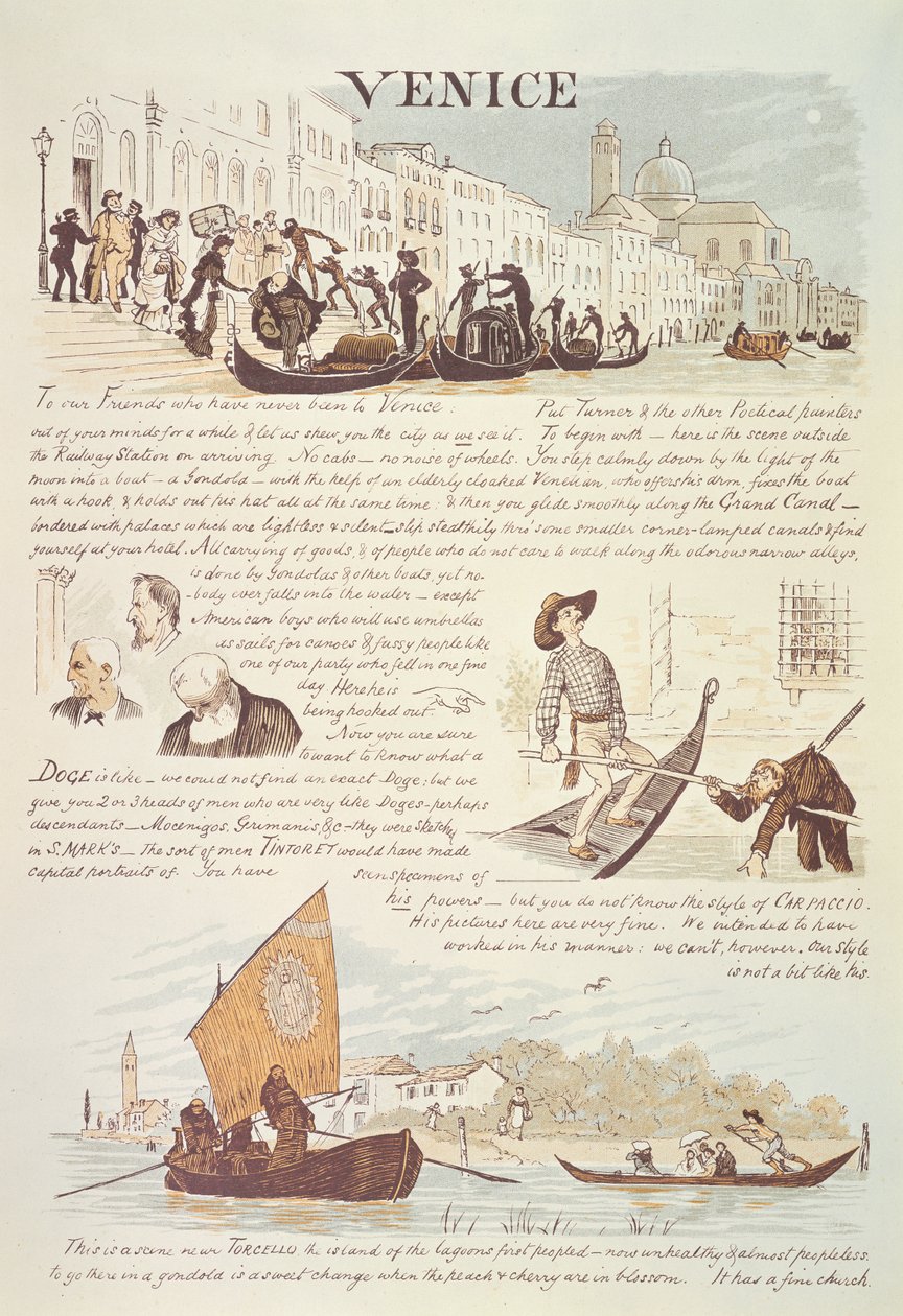 Venetsia, sarjakuvasketsejä tekijältä Randolph Caldecott