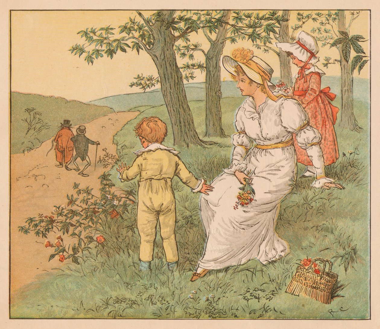 Kävely Mouseys Halliin, c1883. tekijältä Randolph Caldecott
