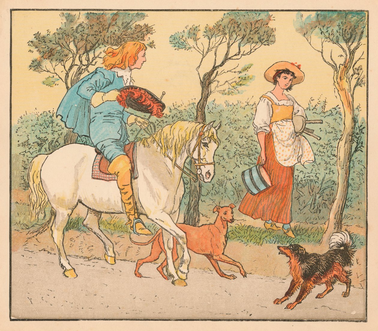 Minne olet menossa, Pretty Maid, c1882. tekijältä Randolph Caldecott