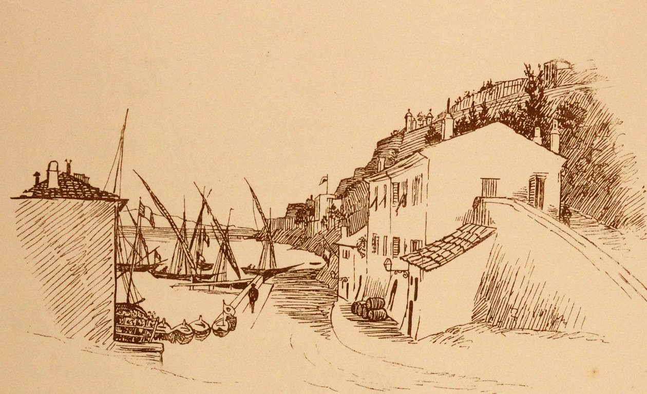 paikallinen ranskalainen kalastajakylä Etelä-Ranskassa c1884 tekijältä Randolph Caldecott