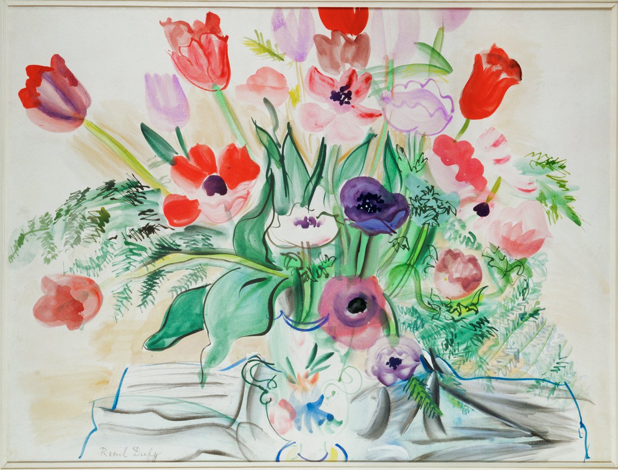 Anemones et tulipes (vesiväri paperille) tekijältä Raoul Dufy