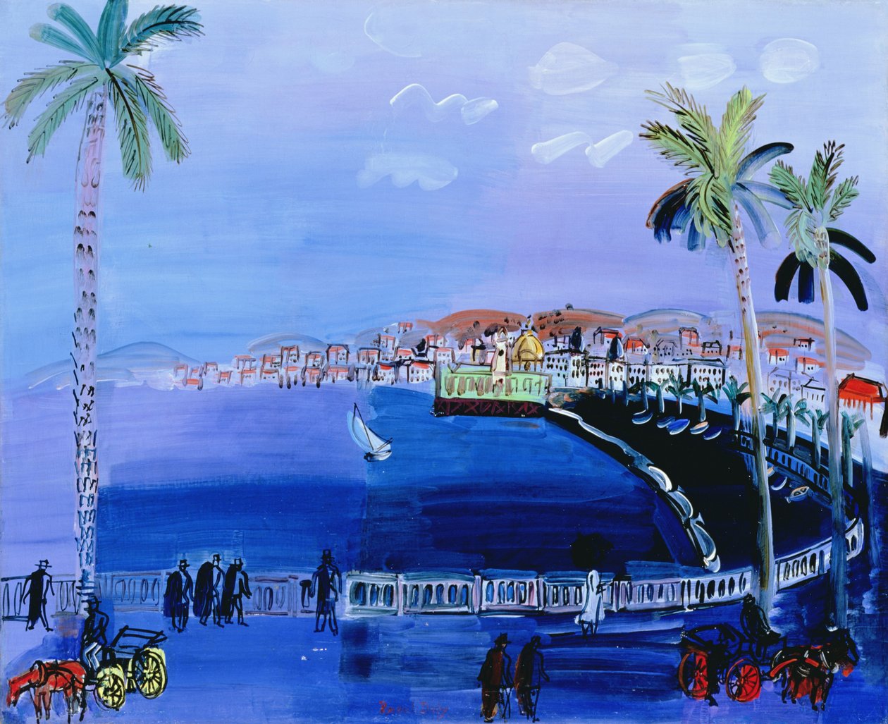 Baie des Anges, Nizza, n.1926 (öljy kankaalle). tekijältä Raoul Dufy