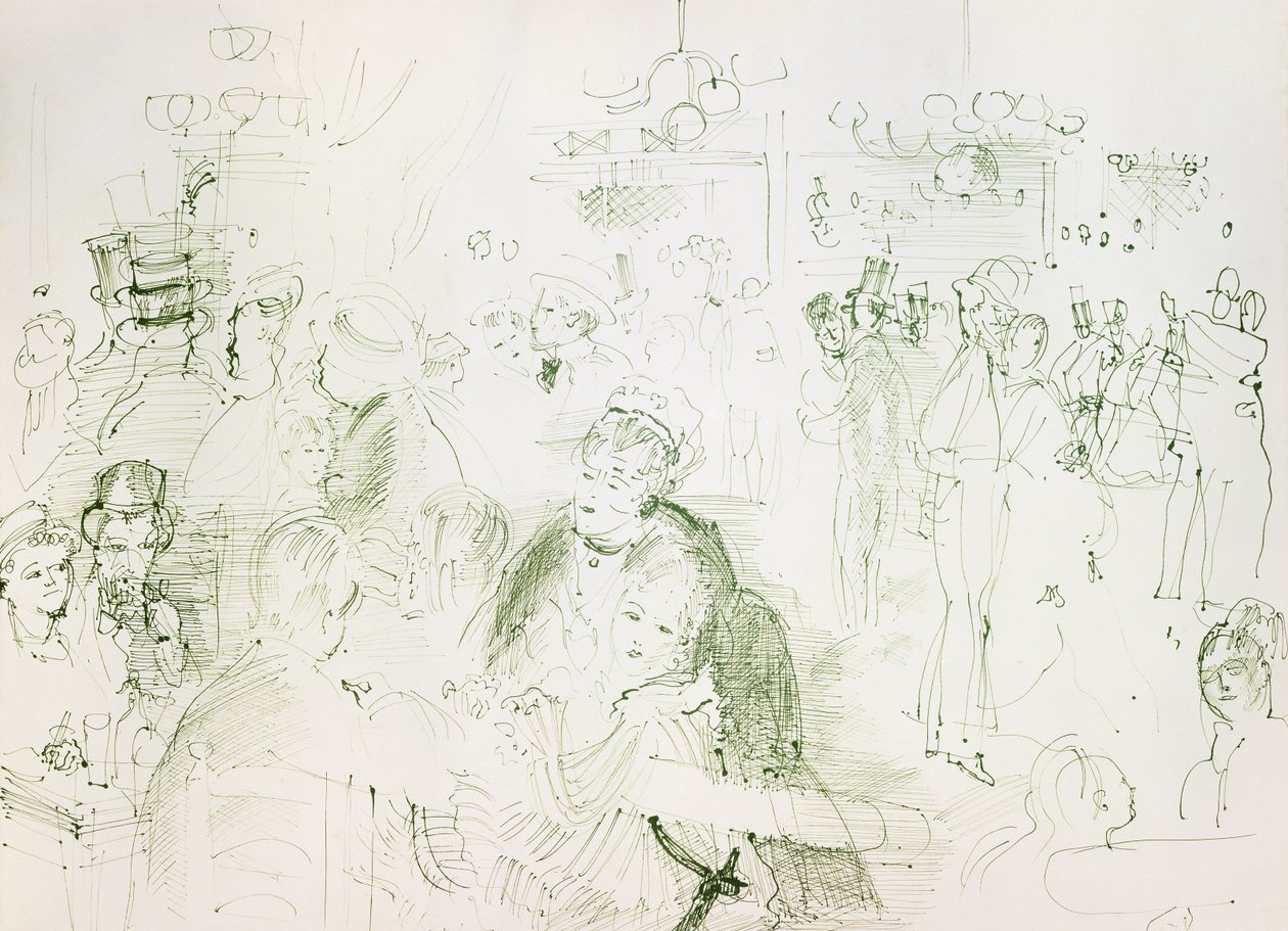 Tanssiaiset Moulin de la Galette -tapahtumassa; Bal au Moulin de la Galette -tapahtuma tekijältä Raoul Dufy