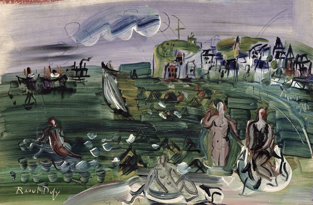 Kylpijöitä Sainte-Adresseissa (öljy kankaalle) tekijältä Raoul Dufy