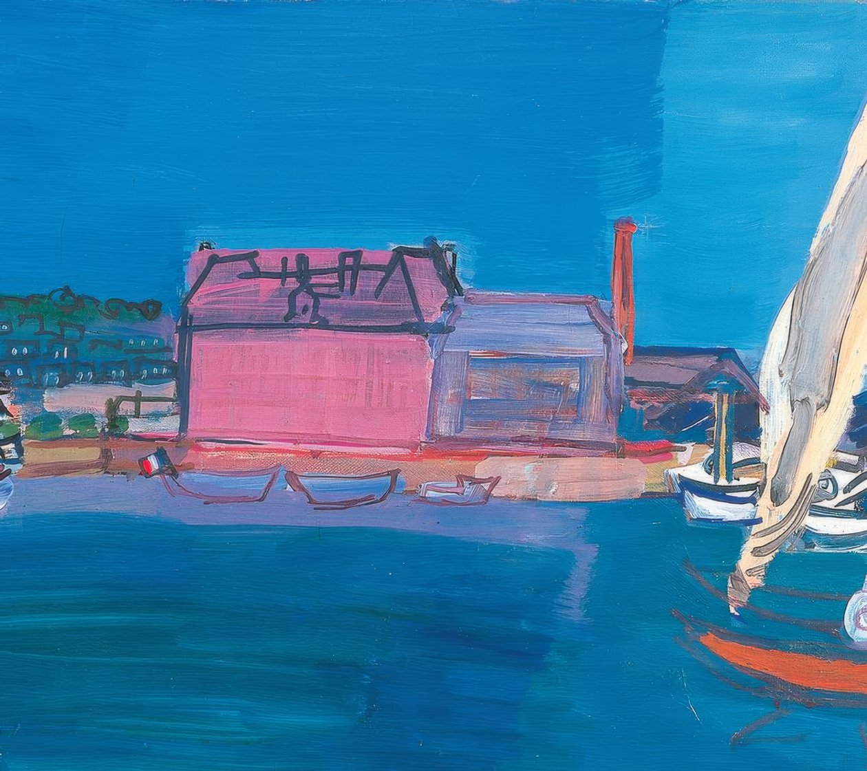 Veneet meri pienet liput talot pieni satama laituri purjeet tekijältä Raoul Dufy