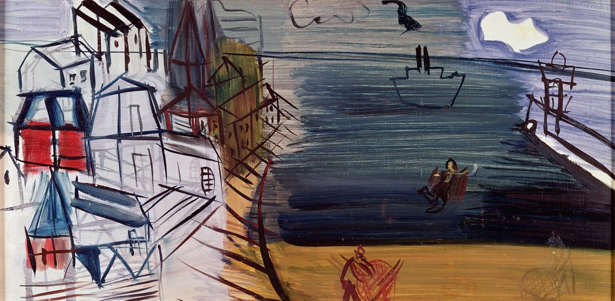 Rahtivene Sainte-Adresseissa, vuoden 1945 jälkeen (öljy kovalevylle) tekijältä Raoul Dufy