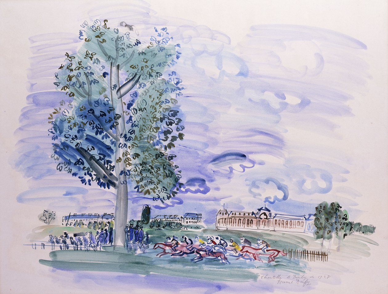 Chantilly - Vuoden 1928 Derby; Chantilly - Le Derby de 1928 tekijältä Raoul Dufy