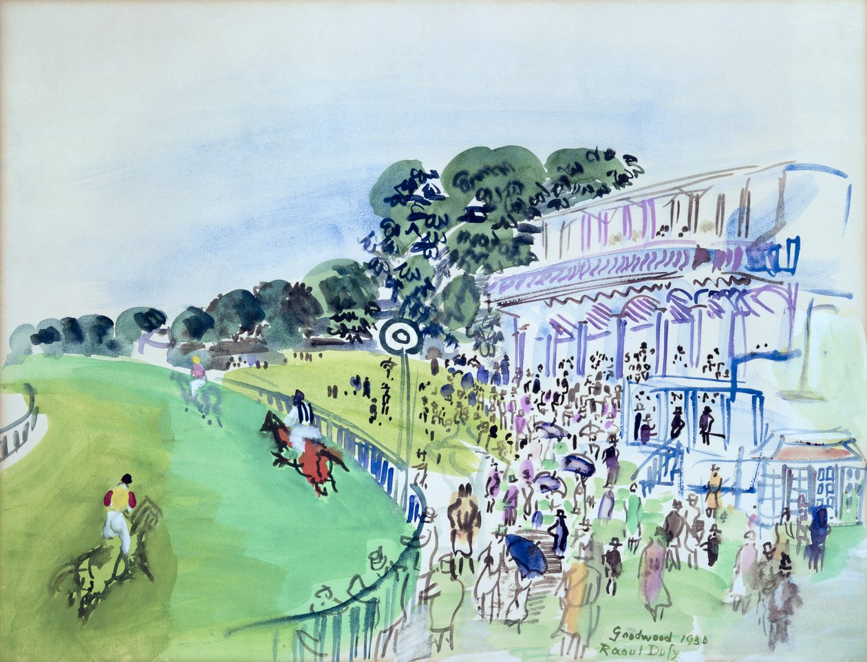 Goodwood, katsomo kilparadan edessä. tekijältä Raoul Dufy