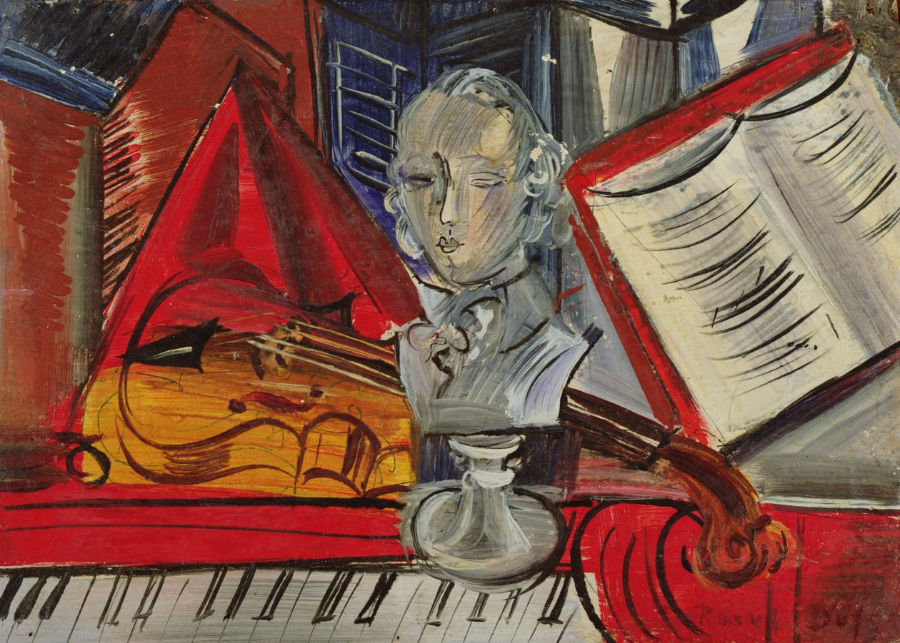 Kunnianosoitus Mozartille, noin 1945 (öljy kankaalle). tekijältä Raoul Dufy