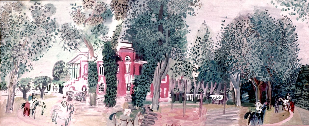 Hevoskilpailu Deauvillessa (akvarelli paperille) tekijältä Raoul Dufy