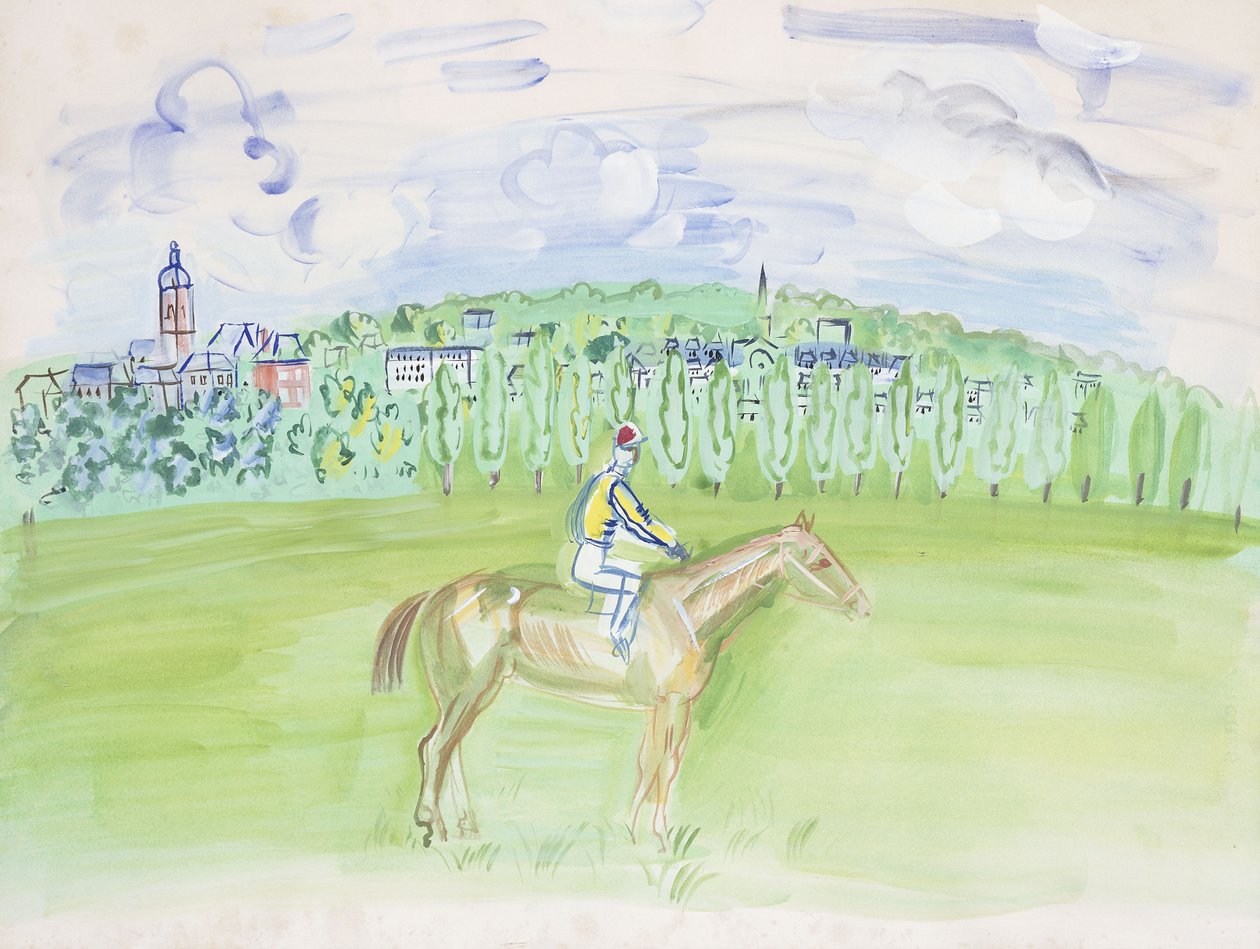 Hevonen ja jääkiekko Deauvillessa; Cheval et Jockey a Deauville tekijältä Raoul Dufy