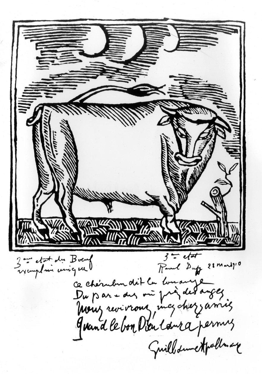 Kuvitus Guillaume Apollinairen teoksesta "Le Bestiaire". tekijältä Raoul Dufy