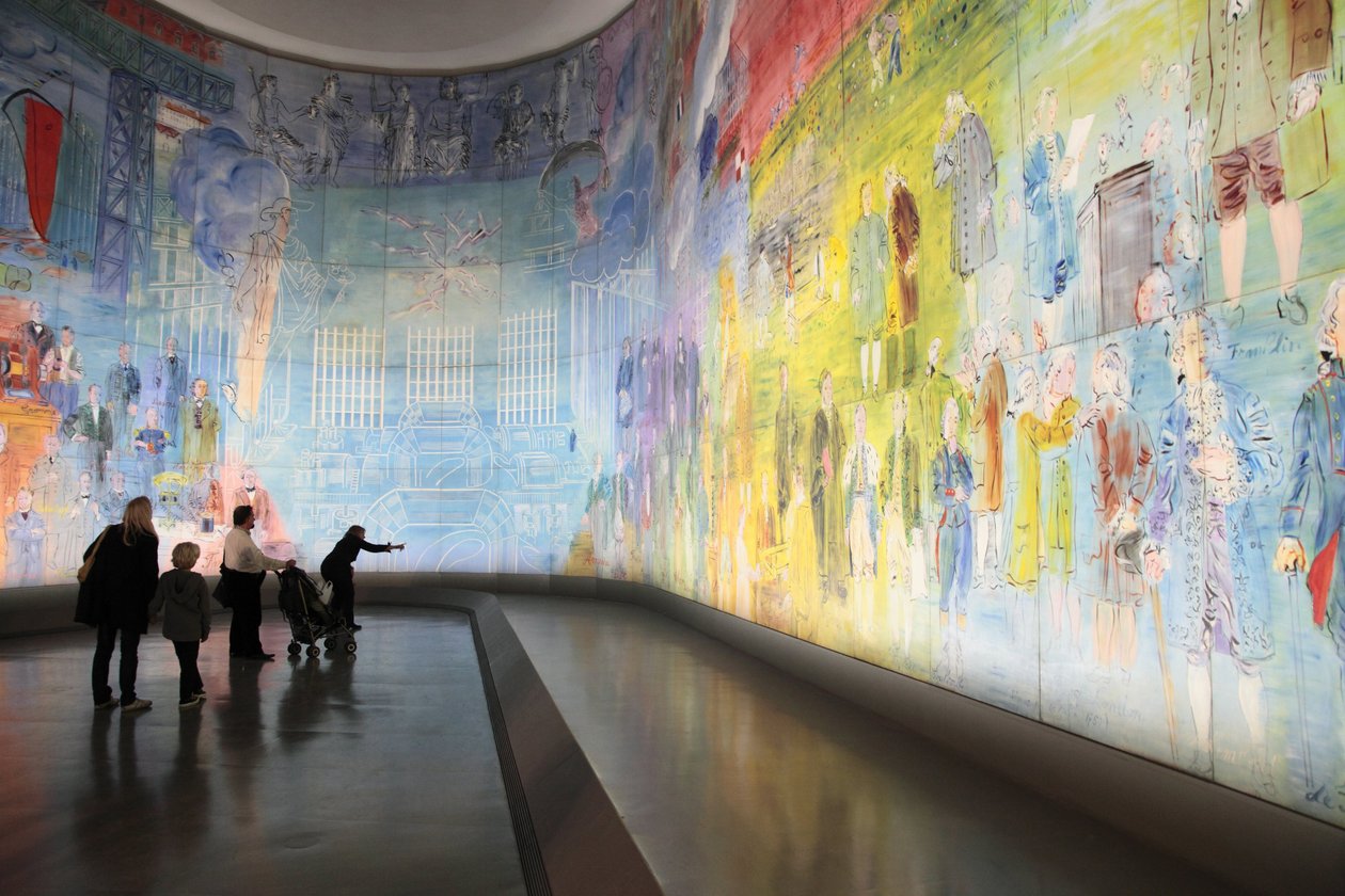 La Fee Electricite, Musee d Art Moderne de la Ville de Paris -museon Dufy-huoneessa, Avenue du President Wilson, Pariisi 75016. Arkkitehtuuri: Jean-Claude Dondel, Andre Aubert, Paul Viard ja Marcel Dastugue. tekijältä Raoul Dufy